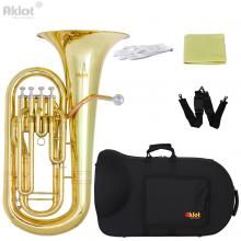 Aklot Bb 4 Valve Euphonium Gold Lacquered Brass Body Stainless Steel Piston  with Canvas Case
