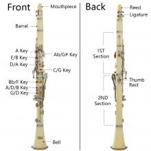 Aklot Bb Beginner Clarinet 17 Keys with Durable White ABS Body with
